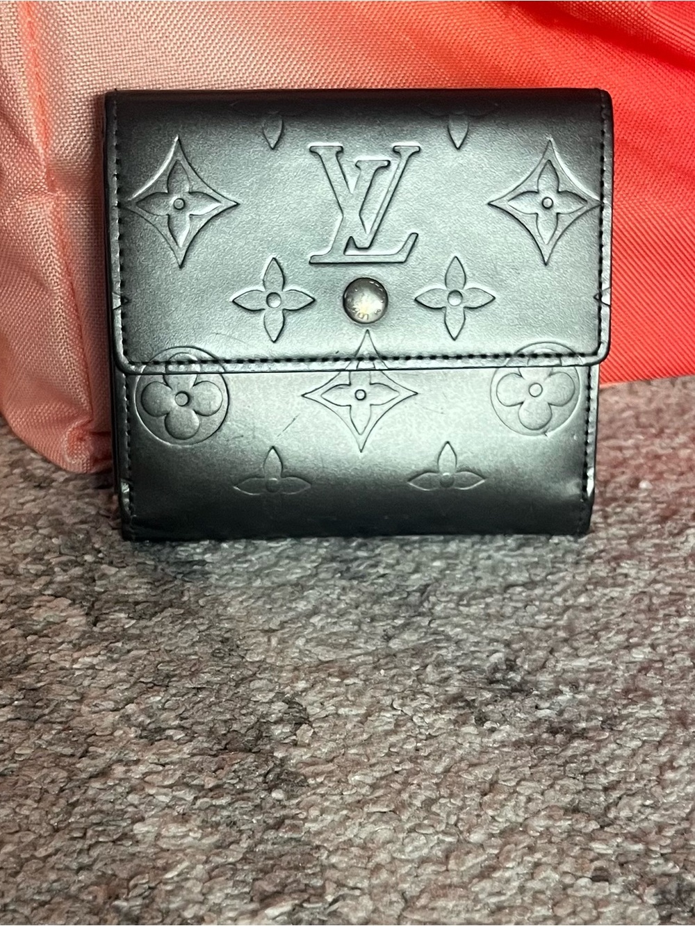 Louis Vuitton Black / Dark Grey Embossed Monogram Compact Wallet